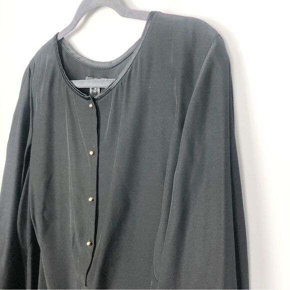 LAFAYETTE 148 | Silk Black Blouse Top Gold Button Detail Women’s Size 2X - Picture 2 of 7